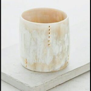 Anthropologie Cream and Gold Natural Horn Cuff Bracelet with added gold details